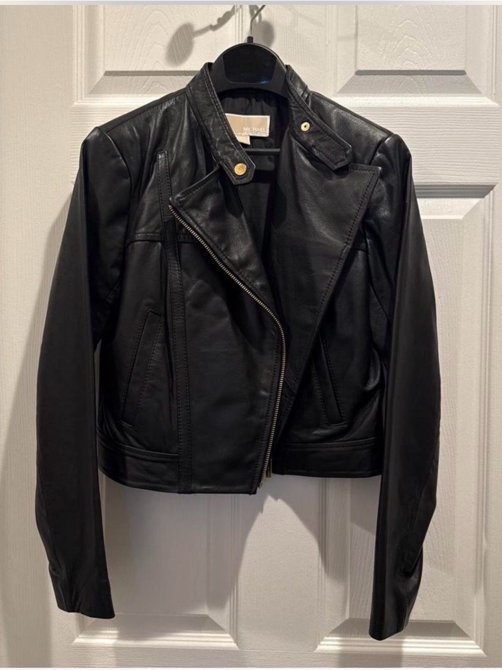 Michael Kors Black Leather Asymmetrical Moto Jacket